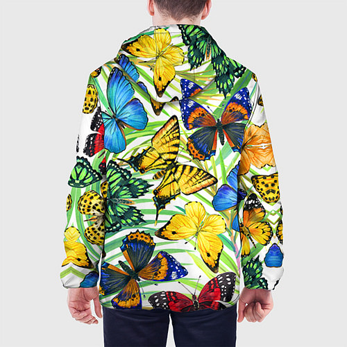 Мужская куртка Тропические бабочки / 3D-Белый – фото 4