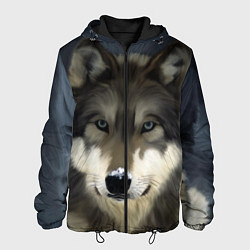 Куртка с капюшоном мужская Зимний волк, цвет: 3D-черный