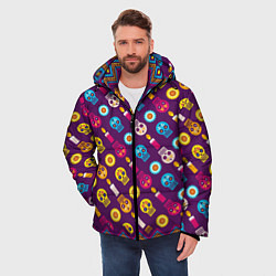 Куртка зимняя мужская Черепа и свечки, цвет: 3D-черный — фото 2