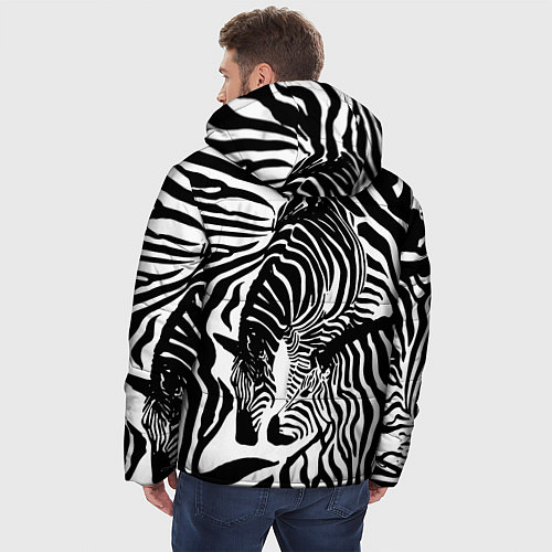 Мужская зимняя куртка Полосатая зебра / 3D-Черный – фото 4