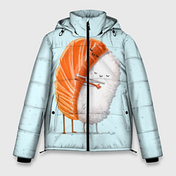 Куртка зимняя мужская Суши друзья, цвет: 3D-черный