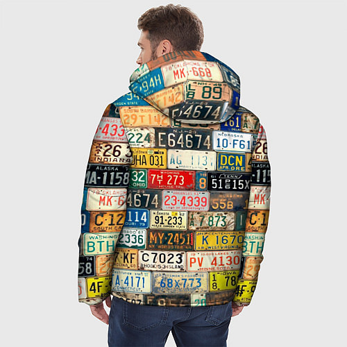 Мужская зимняя куртка Автомобильные номера мира / 3D-Черный – фото 4