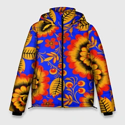 Куртка зимняя мужская Хохломской узор, цвет: 3D-черный