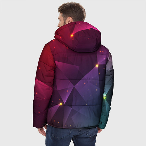 Мужская зимняя куртка Colorful triangles / 3D-Черный – фото 4