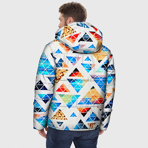 Мужская зимняя куртка Космические треугольники / 3D-Черный – фото 4
