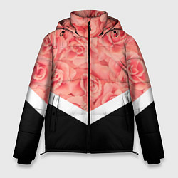 Куртка зимняя мужская Розовые розы, цвет: 3D-светло-серый