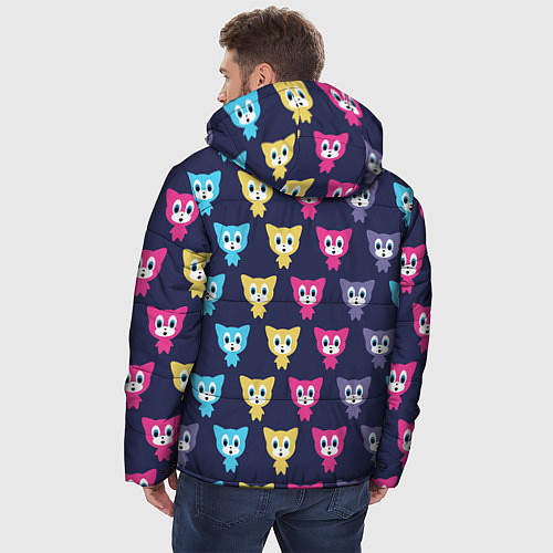 Мужская зимняя куртка Разноцветные котята / 3D-Черный – фото 4