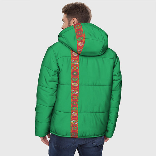 Мужская зимняя куртка Туркменистан, лента с гербом / 3D-Черный – фото 4