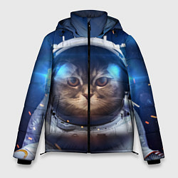 Куртка зимняя мужская Кот-космонавт, цвет: 3D-черный
