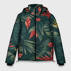 Куртка зимняя мужская Зеленые тропики, цвет: 3D-светло-серый