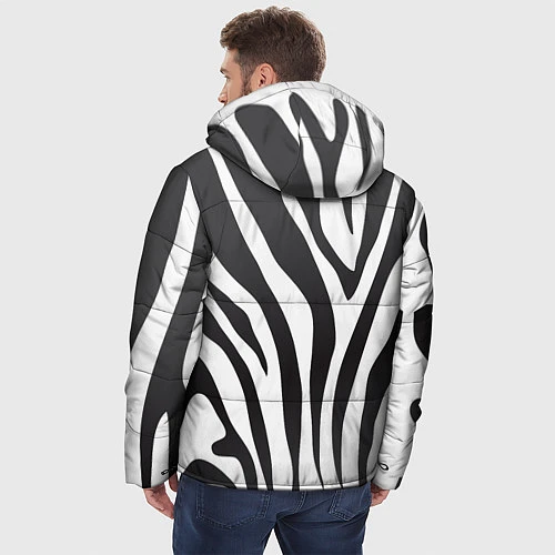 Мужская зимняя куртка Африканская зебра / 3D-Черный – фото 4