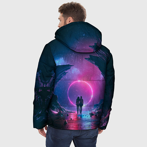 Мужская зимняя куртка Любовь в космосе / 3D-Светло-серый – фото 4