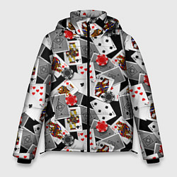 Куртка зимняя мужская Игральные карты и фишки, цвет: 3D-черный
