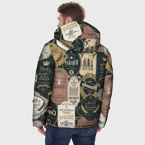 Мужская зимняя куртка Этикетки мира Виски / 3D-Черный – фото 4