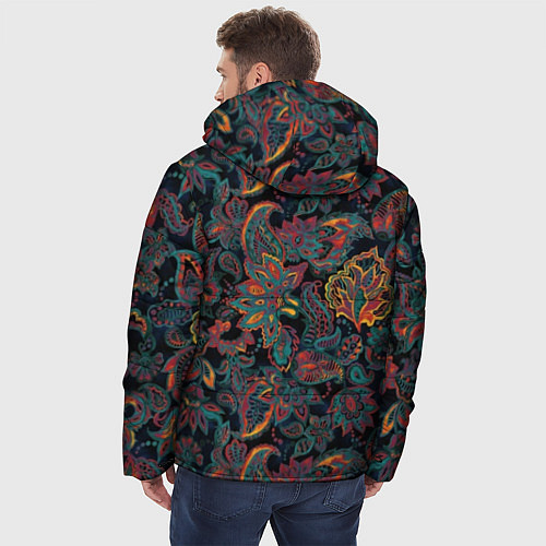 Мужская зимняя куртка Узор пейсли на черном / 3D-Черный – фото 4