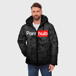 Куртка зимняя мужская PORNHUB AHEGAO, цвет: 3D-черный — фото 2