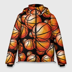Куртка зимняя мужская Баскетбольные яркие мячи, цвет: 3D-черный