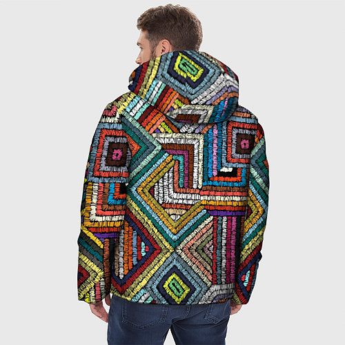 Мужская зимняя куртка Этнический орнамент вышивка / 3D-Светло-серый – фото 4