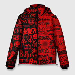 Куртка зимняя мужская ЛОГОТИПЫ РОК ГРУПП, цвет: 3D-красный