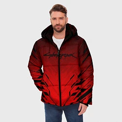 Куртка зимняя мужская Cyberpunk 2077: Red Techno, цвет: 3D-красный — фото 2
