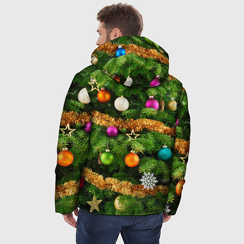 Мужская зимняя куртка Живая новогодняя ёлка / 3D-Черный – фото 4