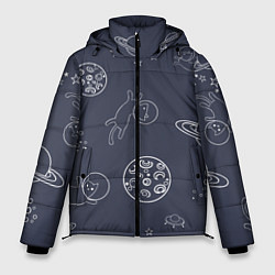 Куртка зимняя мужская Космо киски, цвет: 3D-черный