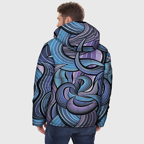 Мужская зимняя куртка Абстрактные краски / 3D-Черный – фото 4