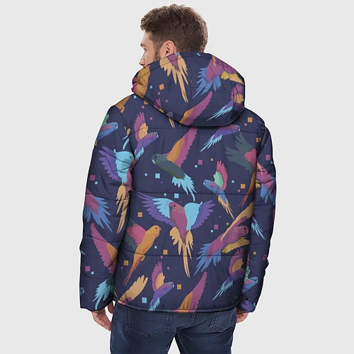 Мужская зимняя куртка Райские попугаи / 3D-Черный – фото 4