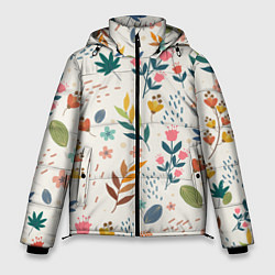 Куртка зимняя мужская Цветочный орнамент, цвет: 3D-черный