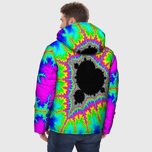 Мужская зимняя куртка Фрактальная кислотная черная дыра - множество Манд / 3D-Черный – фото 4