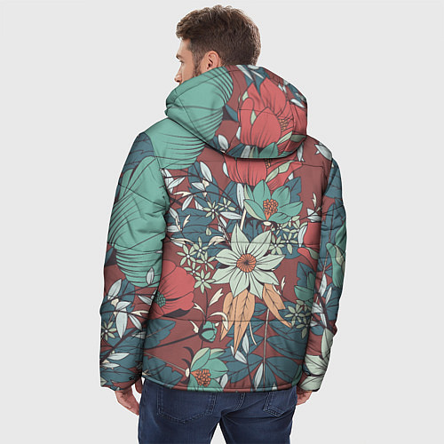 Мужская зимняя куртка Цветочный арт / 3D-Черный – фото 4