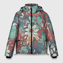 Куртка зимняя мужская Цветочный арт, цвет: 3D-черный