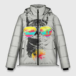 Куртка зимняя мужская Котик В Очках, цвет: 3D-черный