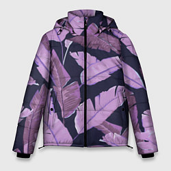 Куртка зимняя мужская Tropical leaves 4 purple, цвет: 3D-черный