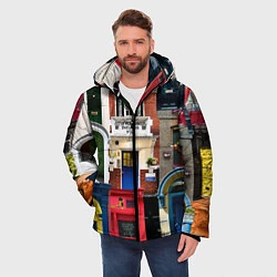 Куртка зимняя мужская London doors цифровой коллаж, цвет: 3D-черный — фото 2