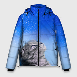 Куртка зимняя мужская Кот и космос, цвет: 3D-красный