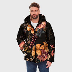 Куртка зимняя мужская Цветы, цвет: 3D-черный — фото 2