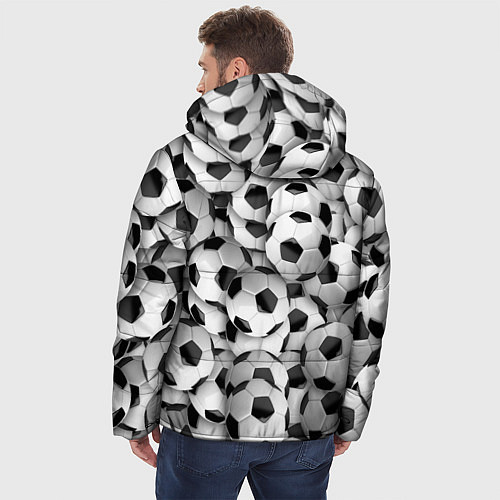 Мужская зимняя куртка Футбольные мячи много / 3D-Черный – фото 4