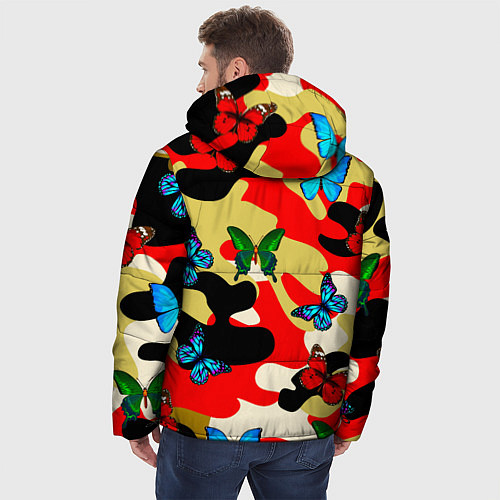 Мужская зимняя куртка Камуфляжные бабочки / 3D-Черный – фото 4
