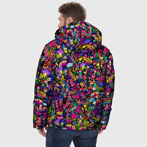 Мужская зимняя куртка Мистические цветы / 3D-Черный – фото 4