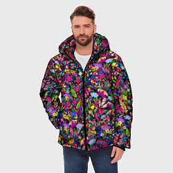 Куртка зимняя мужская Мистические цветы, цвет: 3D-черный — фото 2