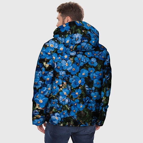 Мужская зимняя куртка Поле синих цветов фиалки лето / 3D-Светло-серый – фото 4