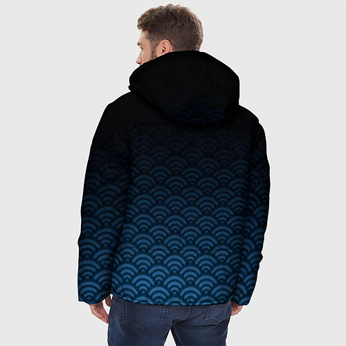 Мужская зимняя куртка Узор круги темный синий / 3D-Черный – фото 4