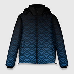 Куртка зимняя мужская Узор круги темный синий, цвет: 3D-красный