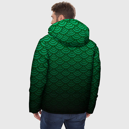 Мужская зимняя куртка Узор зеленая чешуя дракон / 3D-Черный – фото 4