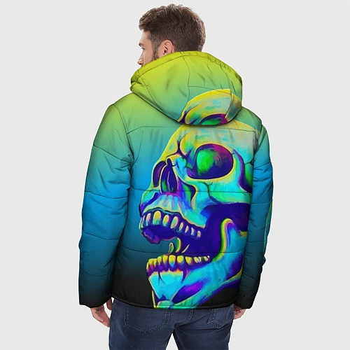 Мужская зимняя куртка Neon skull / 3D-Черный – фото 4