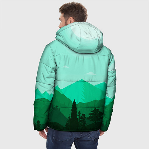 Мужская зимняя куртка Горы пейзаж дикая природа / 3D-Красный – фото 4