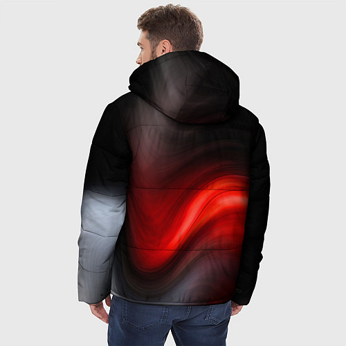 Мужская зимняя куртка BLACK RED WAVES АБСТРАКЦИЯ / 3D-Красный – фото 4