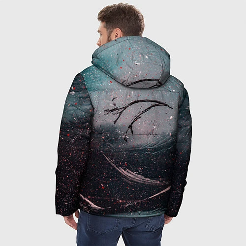Мужская зимняя куртка Абстракция краска разводы кап / 3D-Черный – фото 4