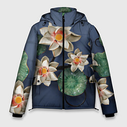 Куртка зимняя мужская 3D стеклянные цветы, цвет: 3D-черный